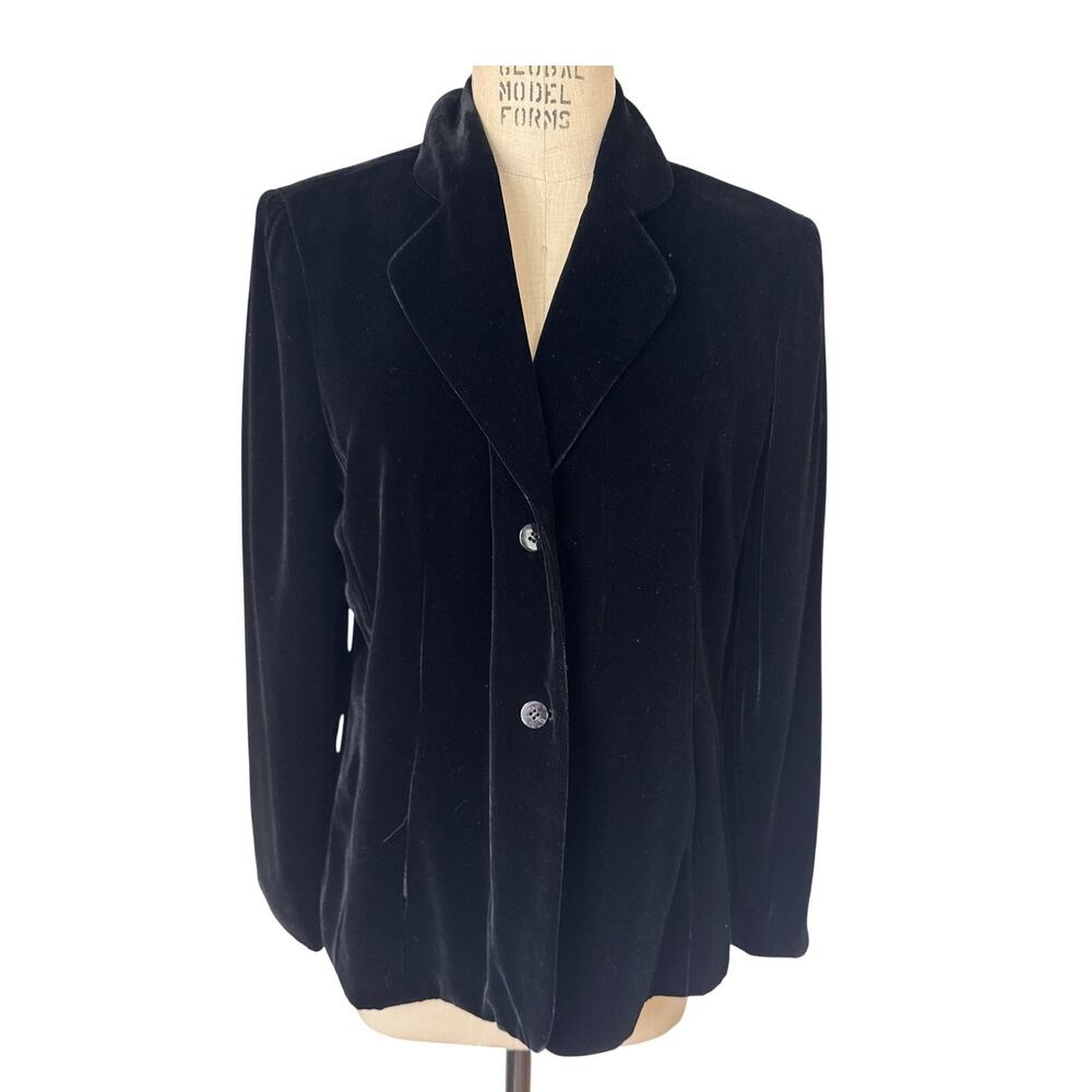 Jones Wear Black Velvet Blazer Size 16 y2k 90s Vintage